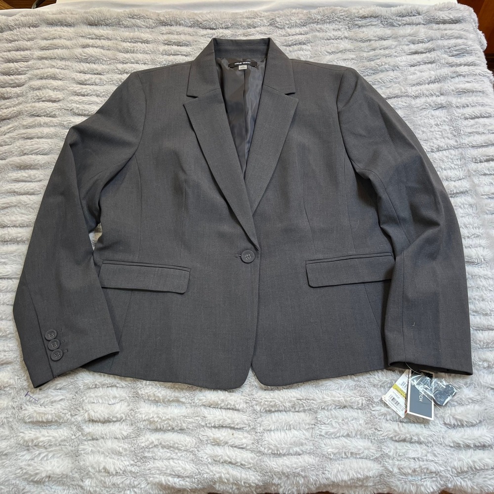 NWT Nine West Women's Gray Granite‎ Stretch Blazer Suit Jacket US 14 - Picture 6 of 16
